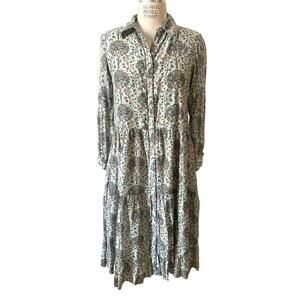 guadalupe design Trees Print Long Sleeve Shirt Dress Size Large